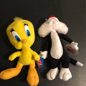 Looney Tunes Sylvester the Cat plush ace 1996 and Tweety bird plush ace 1997